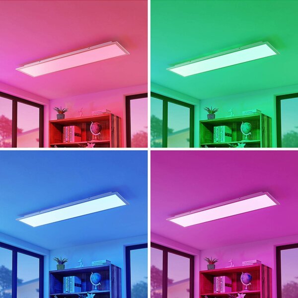 Inteligentna lampa sufitowa Kjetil Lindby, możliwość ściemniania, aluminiowy / szary / cynkowy, biuro, aluminium, nowoczesny