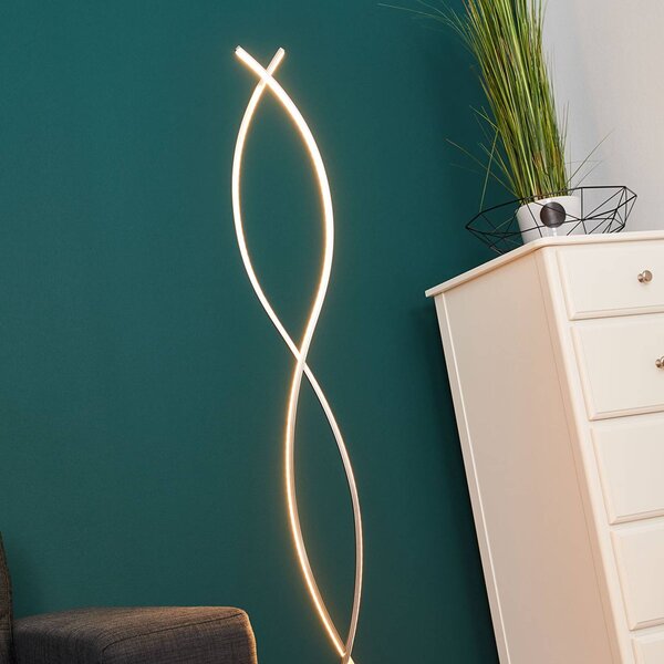 Lampa stojąca LED Bobi Lindby, aluminiowy / szary / cynkowy, salon / jadalnia, aluminium, nowoczesny