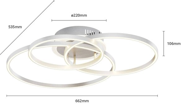 Inteligentna lampa sufitowa Tula Lindby, możliwość ściemniania, aluminiowy / szary / cynkowy, salon / jadalnia, aluminium, nowoczesny