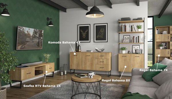 Drewniane duże biurko loft z szufladami do biura T6-Z76