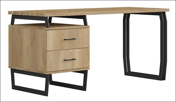 Drewniane duże biurko loft z szufladami do biura T6-Z76