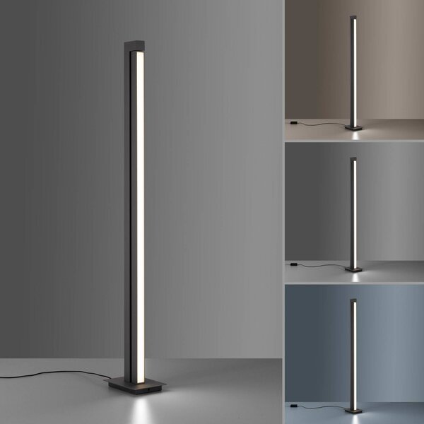 PURE Lampa stojąca LED Pure Lines Floor, możliwość ściemniania, aluminiowy / szary / cynkowy, salon / jadalnia, metal, nowoczesny