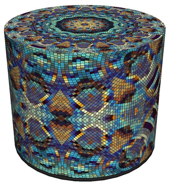 Okrągła tapicerowana pufa ozdobna 4 wzory - Adelos 9X