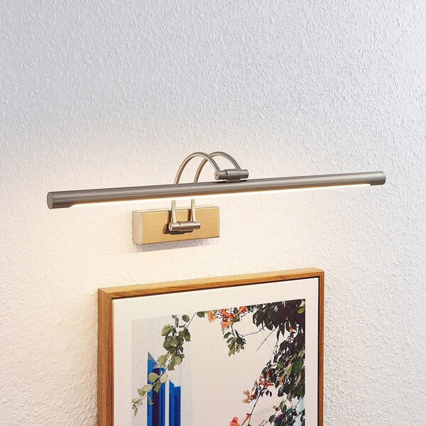 Oświetlenie obrazów LED Lucande Dimitrij, nikiel, metal, 54cm Dimitrij, aluminiowy / szary / cynkowy, salon / jadalnia, metal, nowoczesny