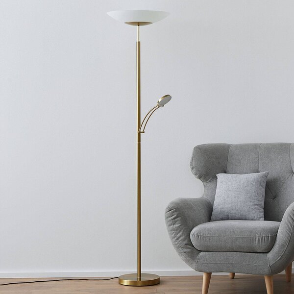 Paul Neuhaus Lampa stojąca LED Alfred, możliwość ściemniania, mosiężny / złoty, salon / jadalnia, metal, nowoczesny