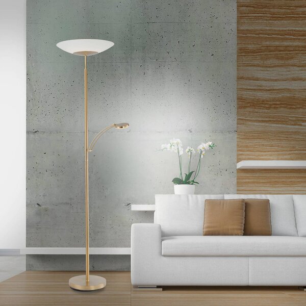 Paul Neuhaus Lampa stojąca LED Alfred, możliwość ściemniania, mosiężny / złoty, salon / jadalnia, metal, nowoczesny