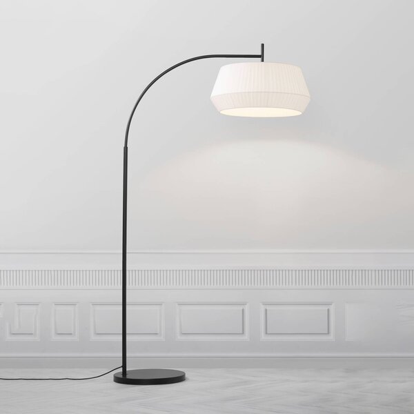 Nordlux Lampa łukowa - lampa stojąca Dicte, biały / opal, salon / jadalnia, tkanina / materiał / jedwab, skandynawski