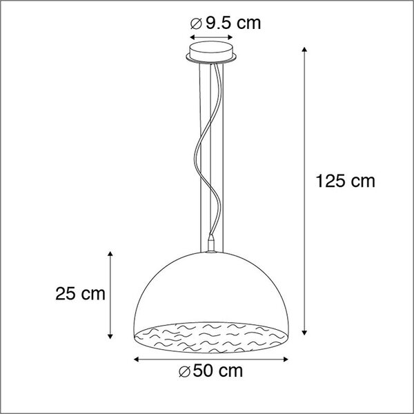 Industrialna lampa wisząca czarna ze złotem 50 cm - Magna