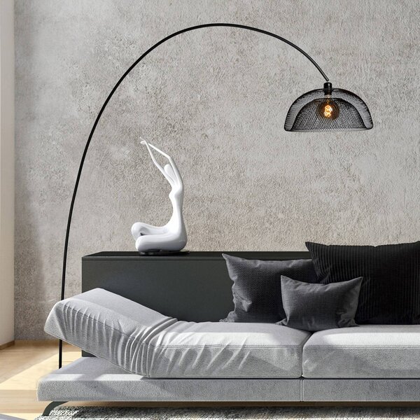 Lucide Lampa łukowa - lampa stojąca Mesh, czarny, salon / jadalnia, metal, nowoczesny