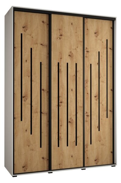 Szafa przesuwna wysoka Davos 8 170, gł. 60 cm biały + artisan + czarny
