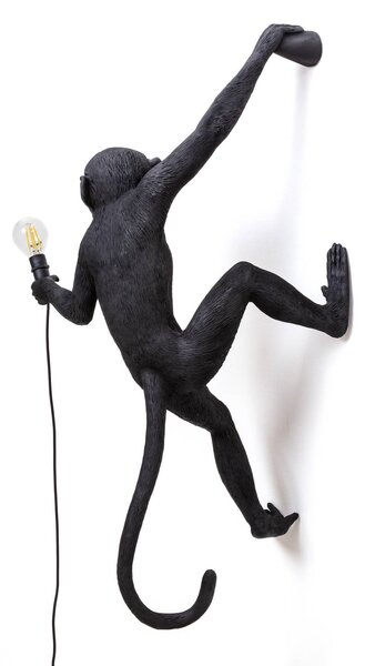 SELETTI Monkey Lamp dekoracyjna lampa ścienna prawa czarna, czarny, tworzywo sztuczne, design