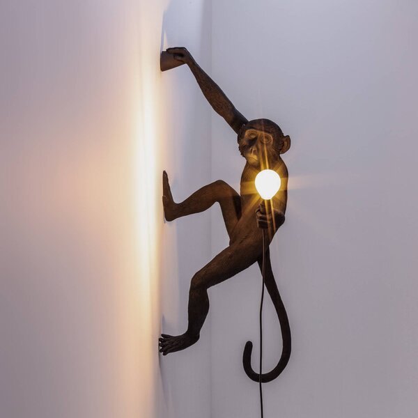 SELETTI Monkey Lamp dekoracyjna lampa ścienna prawa czarna, czarny, tworzywo sztuczne, design