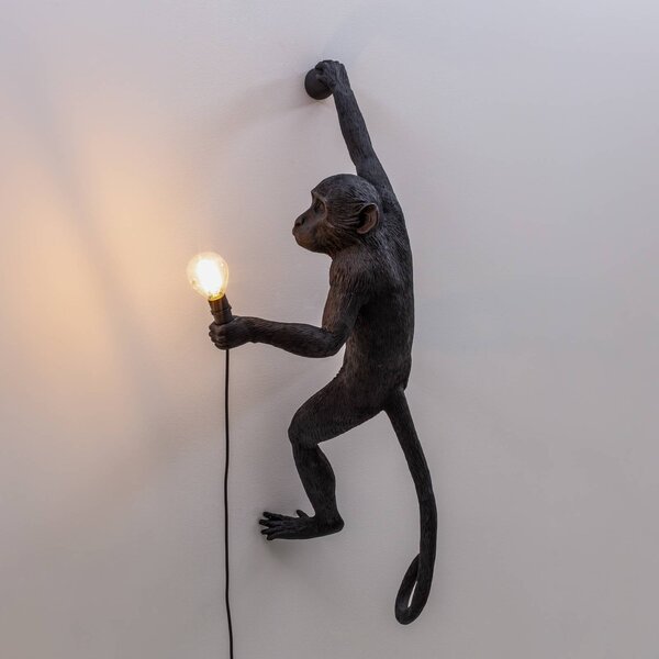 SELETTI Monkey Lamp dekoracyjna lampa ścienna prawa czarna, czarny, tworzywo sztuczne, design