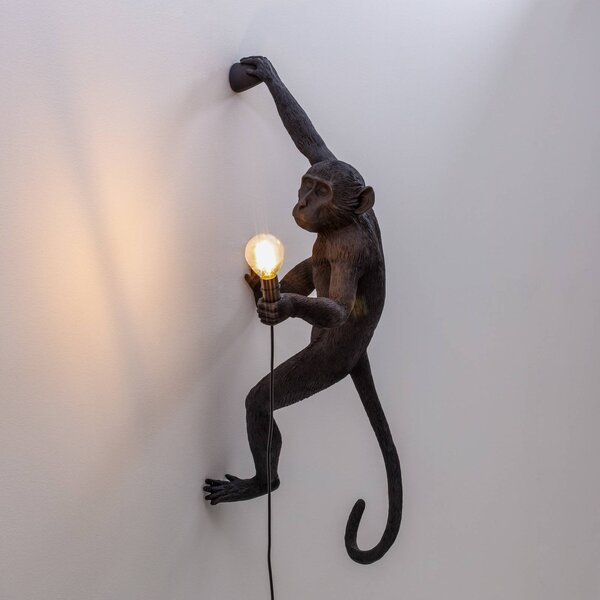 SELETTI Monkey Lamp dekoracyjna lampa ścienna prawa czarna, czarny, tworzywo sztuczne, design