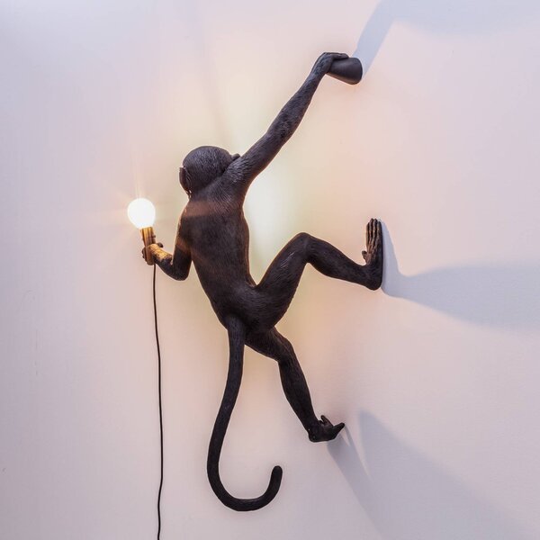SELETTI Monkey Lamp dekoracyjna lampa ścienna prawa czarna, czarny, tworzywo sztuczne, design