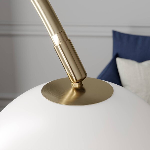 Lampa łukowa - lampa stojąca Cynthia Lindby, mosiężny / złoty, salon / jadalnia, szkło, nowoczesny
