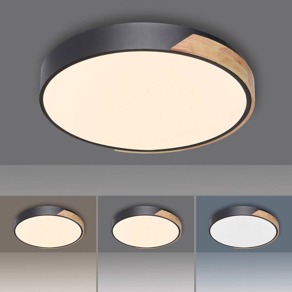 Q-Smart-Home Inteligentna lampa sufitowa Q-BILA, możliwość ściemniania, czarny, salon / jadalnia, metal