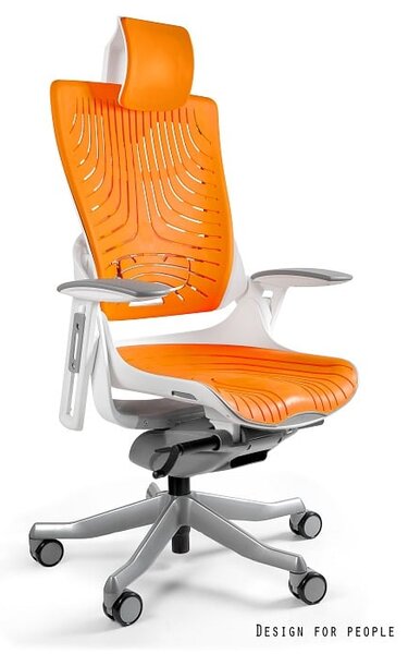 Fotel biurowy WAU 2 biały/pomarańczowy elastomer
