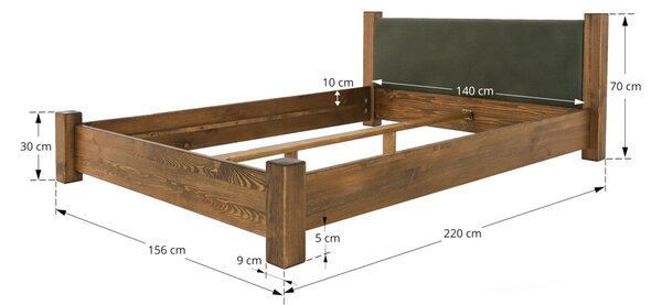 Łóżko drewniane tapicerowane Rustyk / Ziemowit 140