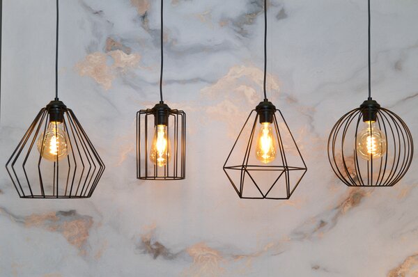 Lampa metalowa druciana LAPIS W-L 13MIX/4 BK-B