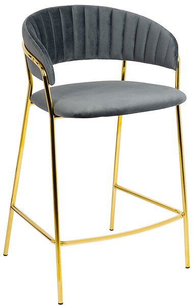 Szary tapicerowany hoker welurowy glamour S7-S86