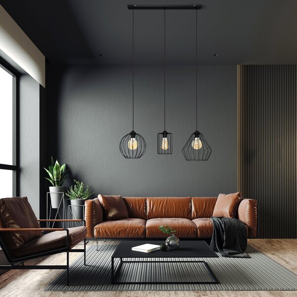 Lampa wisząca druciana LAPIS W-L 13MIX/3 BK-B