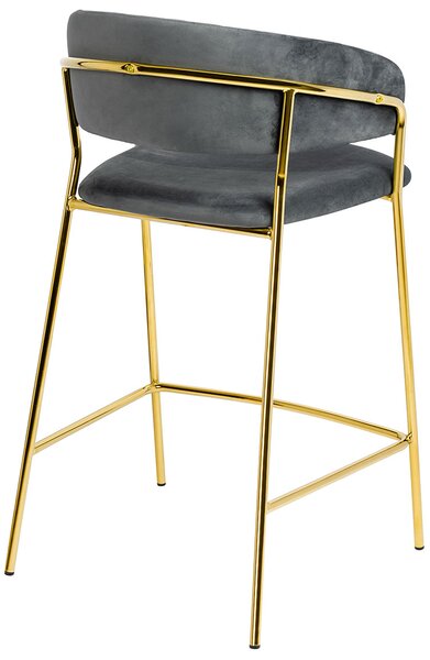 Szary tapicerowany hoker welurowy glamour S7-S86