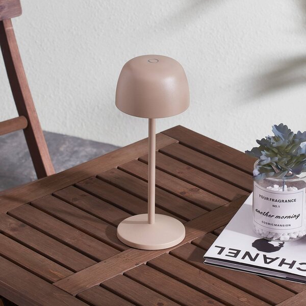 Lindby Arietty, lampa stołowa LED z akumulatorem, beżowa, ściemniana, IP65 Arietty Lindby, możliwość ściemniania, kremowy / amber, salon / jadalnia, aluminium, nowoczesny