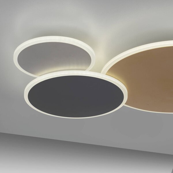 Q-Smart-Home Inteligentna lampa sufitowa Q-Piato, możliwość ściemniania, multikolor, salon / jadalnia, metal, nowoczesny