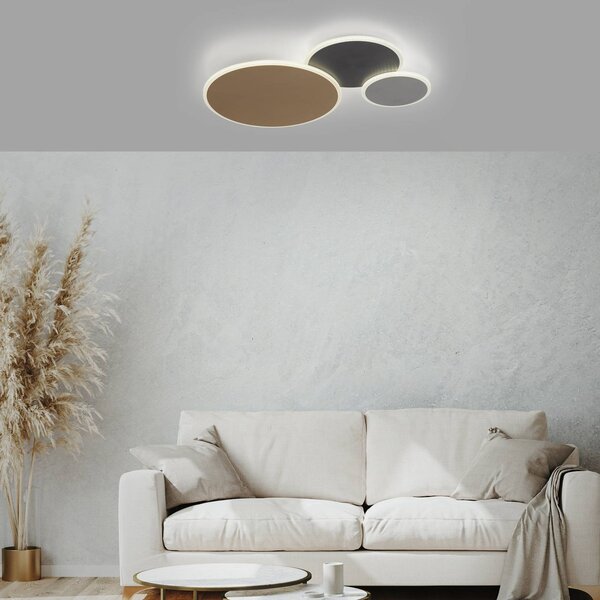 Q-Smart-Home Inteligentna lampa sufitowa Q-Piato, możliwość ściemniania, multikolor, salon / jadalnia, metal, nowoczesny