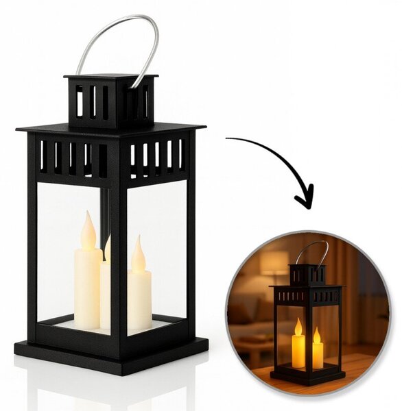 Lampion dekoracyjny LED z imitacją świecy 8 x 15 cm - LAMP57CZ