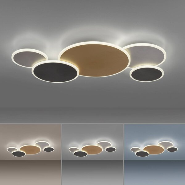 Q-Smart-Home Inteligentna lampa sufitowa Q-Piato, możliwość ściemniania, multikolor, salon / jadalnia, metal, nowoczesny