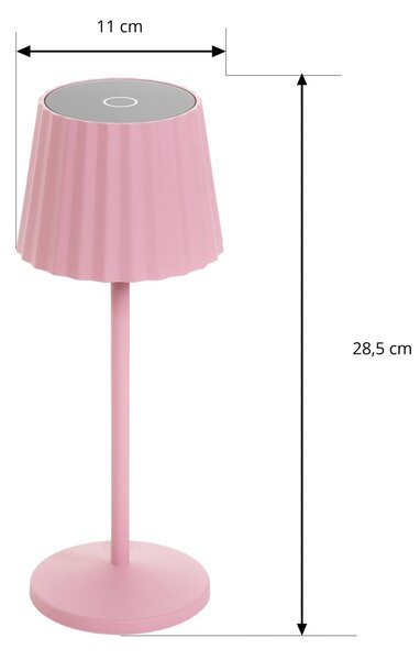 Lindby lampa stołowa LED Esali, różowy, metal, IP54 Esali Lindby, możliwość ściemniania, fioletowy / różowy / bladoróżowy, salon / jadalnia, aluminium, nowoczesny