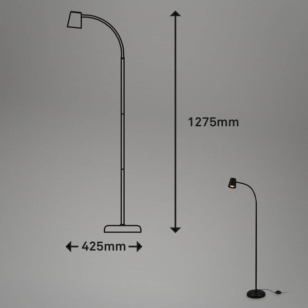 Briloner Lampa stojąca Skriva, czarny, salon / jadalnia, metal, nowoczesny