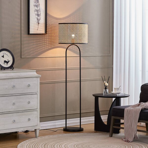 Lampa stojąca Yaelle Lindby, jasne drewno, salon / jadalnia, drewno, skandynawski