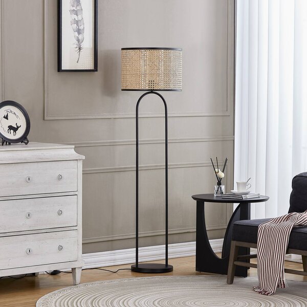 Lampa stojąca Yaelle Lindby, jasne drewno, salon / jadalnia, drewno, skandynawski