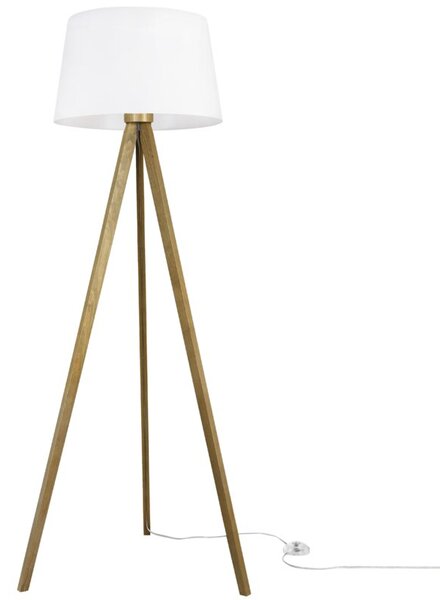 Lampa podłogowa trójnóg dębowy Light Home LH Gaja 1xE27 44cm abażur stożek biały