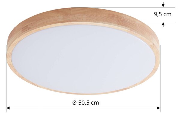 Inteligentna lampa sufitowa Innes Lindby, możliwość ściemniania, jasne drewno, salon / jadalnia, drewno, nowoczesny