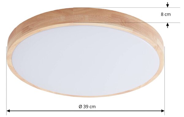 Inteligentna lampa sufitowa Innes Lindby, możliwość ściemniania, jasne drewno, salon / jadalnia, drewno, nowoczesny
