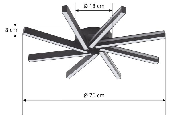 Inteligentna lampa sufitowa Tjado Lucande, możliwość ściemniania, czarny, salon / jadalnia, metal, nowoczesny