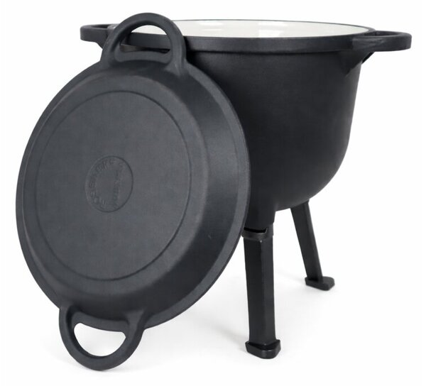 Kociołek żeliwny garnek na ognisko 2w1 emaliowany 10L grill ROSSNER