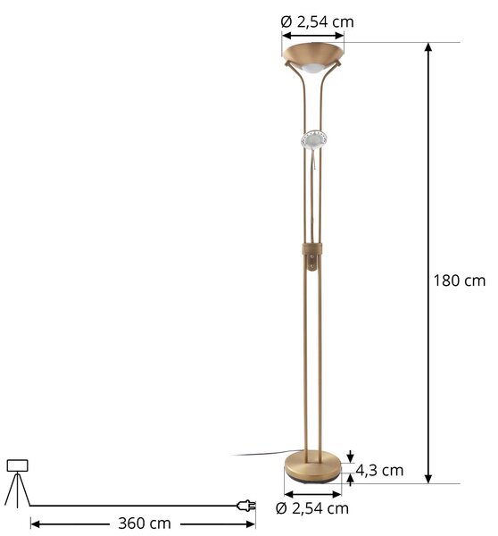 Lampa stojąca Josefin Lindby, możliwość ściemniania, brązowy / mosiężny, salon / jadalnia, metal, nowoczesny