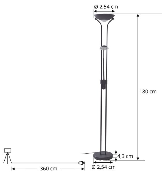 Lampa stojąca LED Josefin Lindby, możliwość ściemniania, czarny, salon / jadalnia, metal, nowoczesny