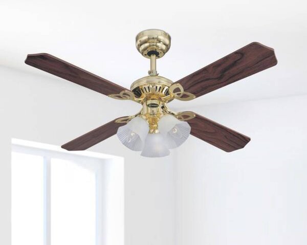 Westinghouse Wentylator Princess Trio, drewniany, cichy, Ø 105 cm Trio, jasne drewno, salon / jadalnia, drewno