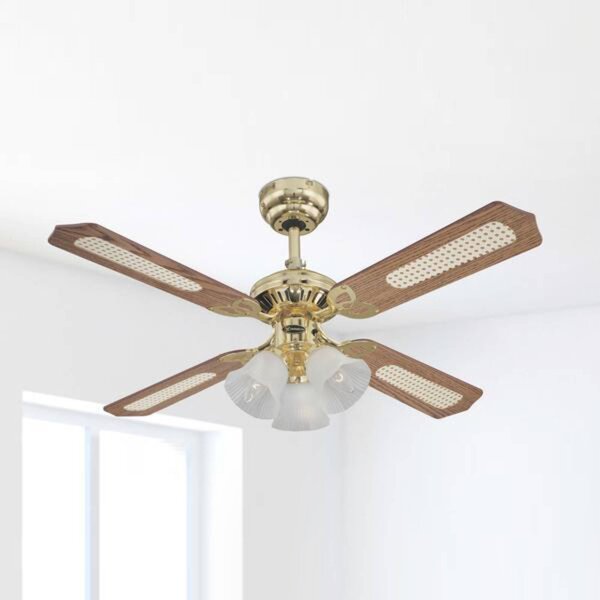 Westinghouse Wentylator Princess Trio, drewniany, cichy, Ø 105 cm Trio, jasne drewno, salon / jadalnia, drewno