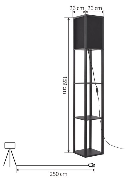 Lampa stojąca Birta Lindby, czarny, salon / jadalnia, drewno, nowoczesny