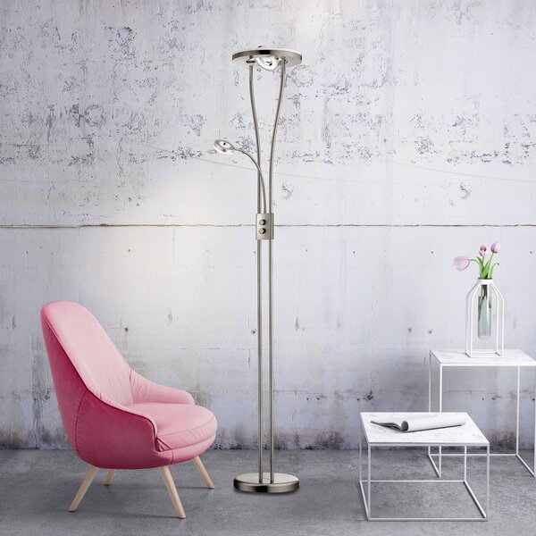 JUST LIGHT. GmbH Lampa stojąca LED Helia, możliwość ściemniania, aluminiowy / szary / cynkowy, salon / jadalnia, metal, nowoczesny