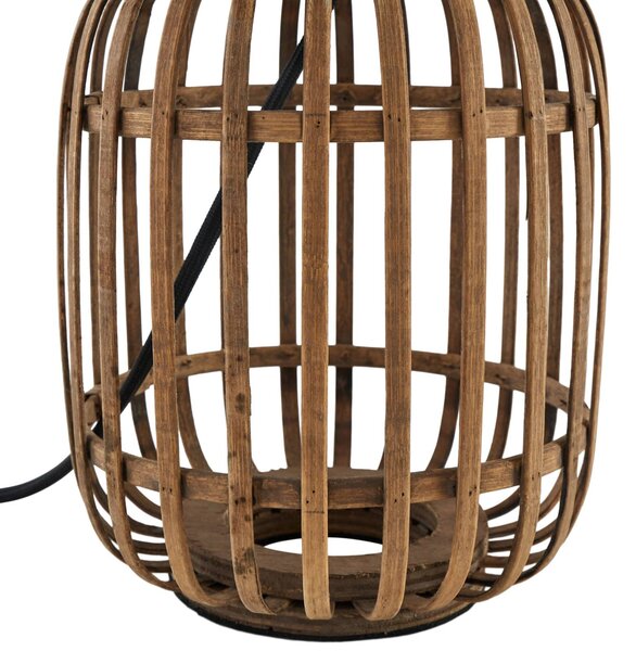 Lampka nocna do sypialni Marzanna Lindby, jasne drewno, salon / jadalnia, tkanina / materiał / jedwab, dworkowy / rustykalny