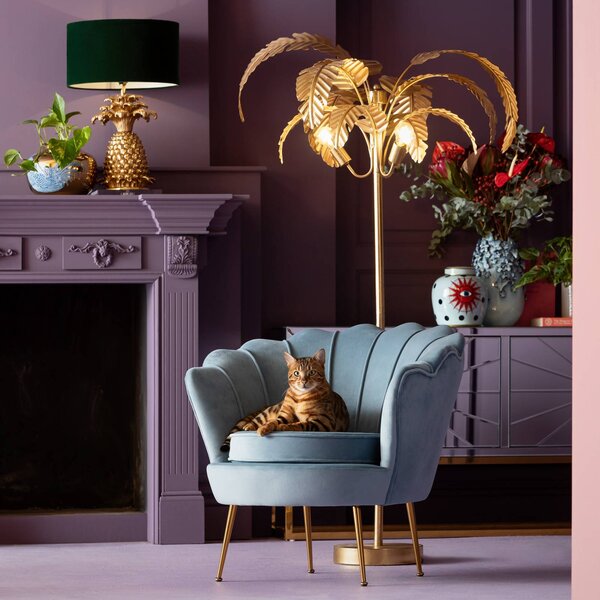 KARE Lampa stojąca designerska Palmera, mosiężny / złoty, salon / jadalnia, metal, design