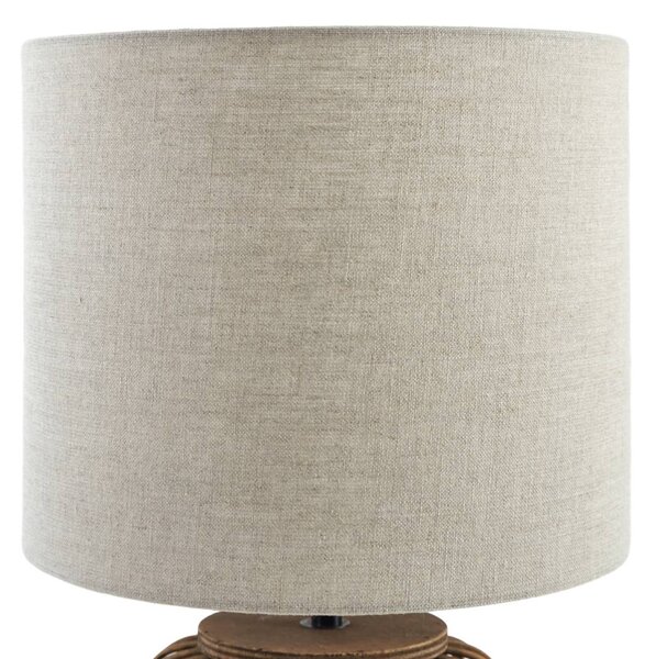 Lampka nocna do sypialni Marzanna Lindby, jasne drewno, salon / jadalnia, tkanina / materiał / jedwab, dworkowy / rustykalny